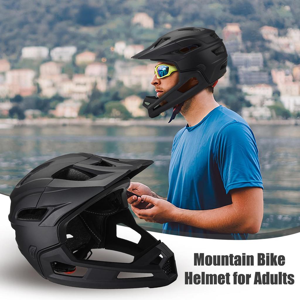 Adult Full Face Bike Helmet Mountain Bike Helmet BMXDirtbike Skateboard With Detachable Chin Guard Safety Head Protection