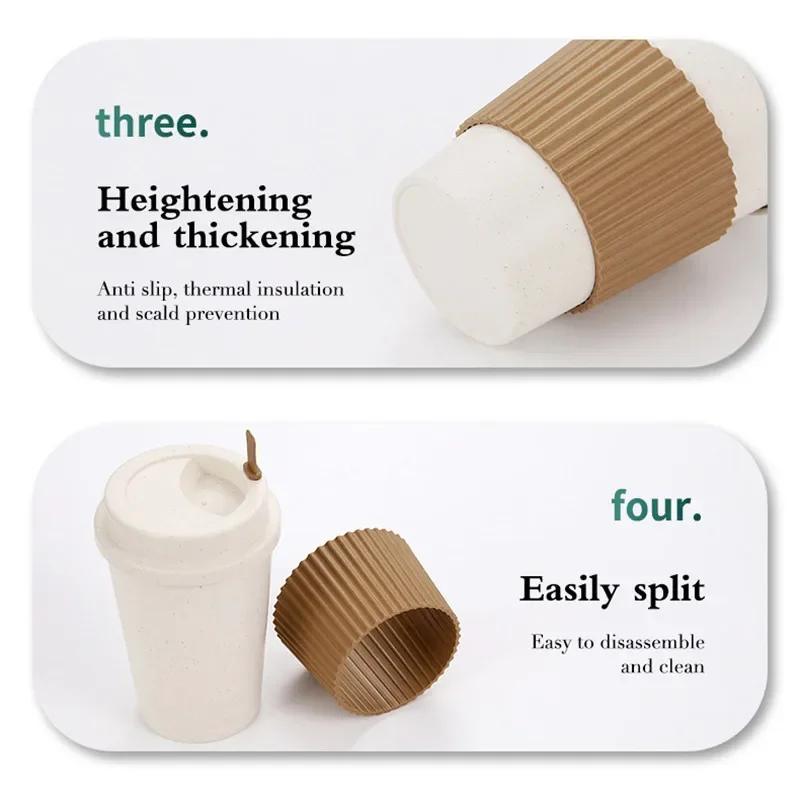 450ML Coffee Cups with Lids Wheat Straw Reusable Portable Dishwasher Safe Mug Coffee Tea Travel Cups Cups and Mugs