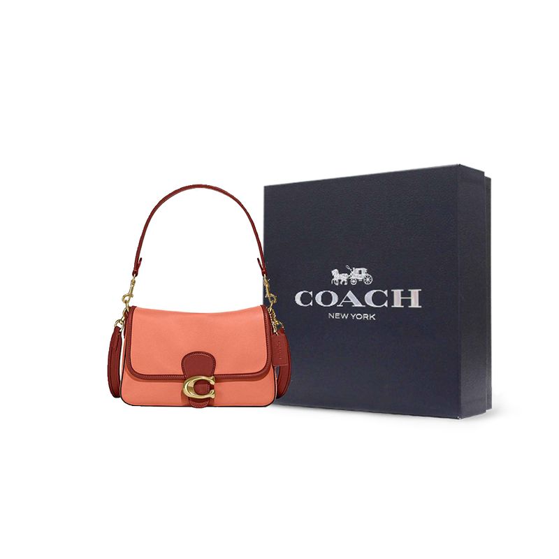 Coach Tabby 26 Color-Block Abnehmbarer Schultergurt Leder Handtasche Damen Handtaschen Blush-Rosa Braun C5261-B4TXP