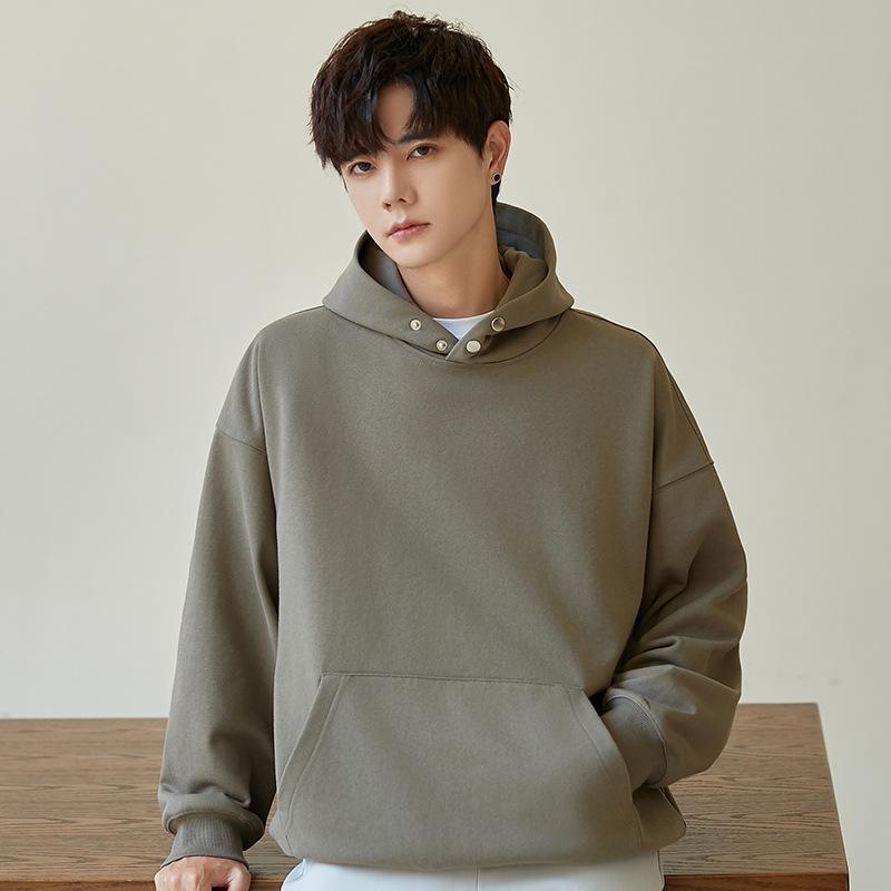 

Пуловер мужской с капюшоном весна-осень подростковый повседневный свободный студенческий спортивный топ XL зелёный