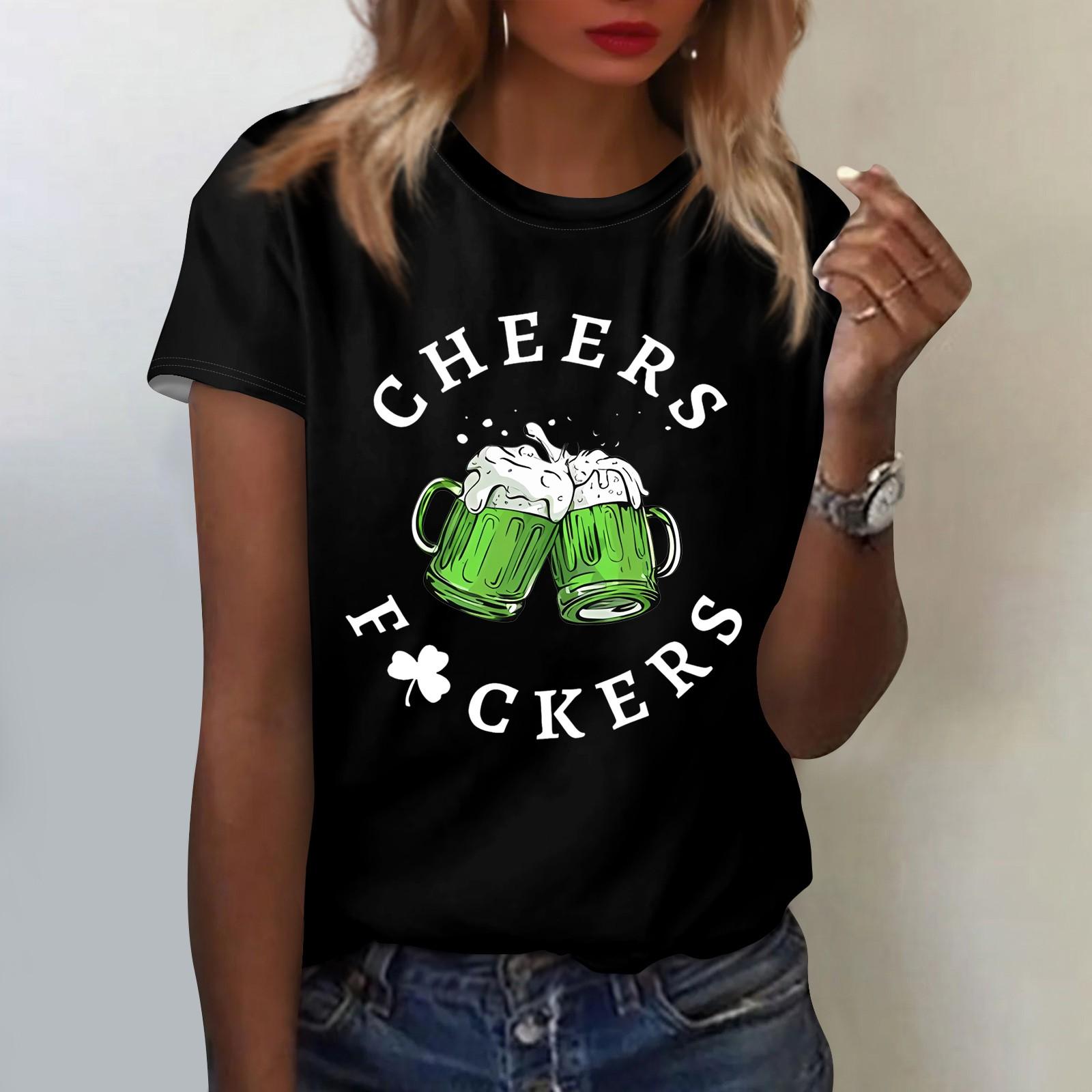 

Женская повседневная одежда St. Принт ко Дню Патрика, футболка с коротким рукавом и зауженным кроем M