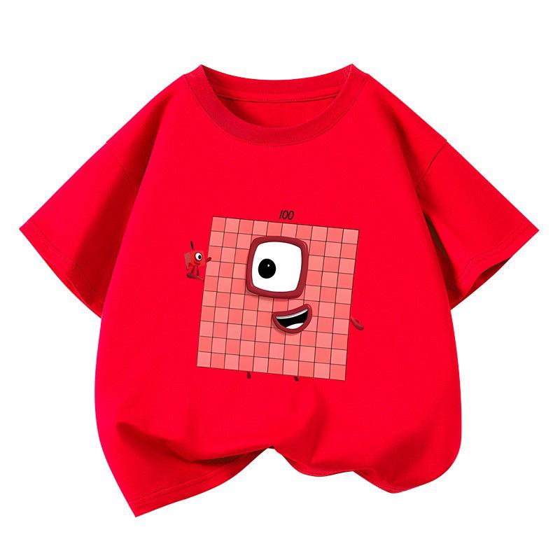 Numberblocks Co-branded Kids  Anime T-Shirt - Short Sleeve Summer Wear 110 cm красный