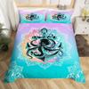 Starfish Duvet Cover, Boho Mandala Flower Bedding Set for Boys Girls,Ocean Animal Comforter Cover, Exotic Geometric Quilt Cover