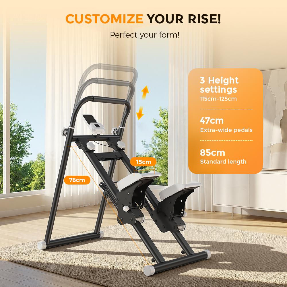 QK-7906 Stair Stepper with Resistance Bands Adjustable Pedals & Handlebar LCD Displa, Compact Home Cardio Stepper Machine