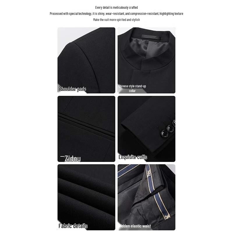 Hengyuanxiang Men's Chinese Style Stand Collar Zhongshan Suit Set