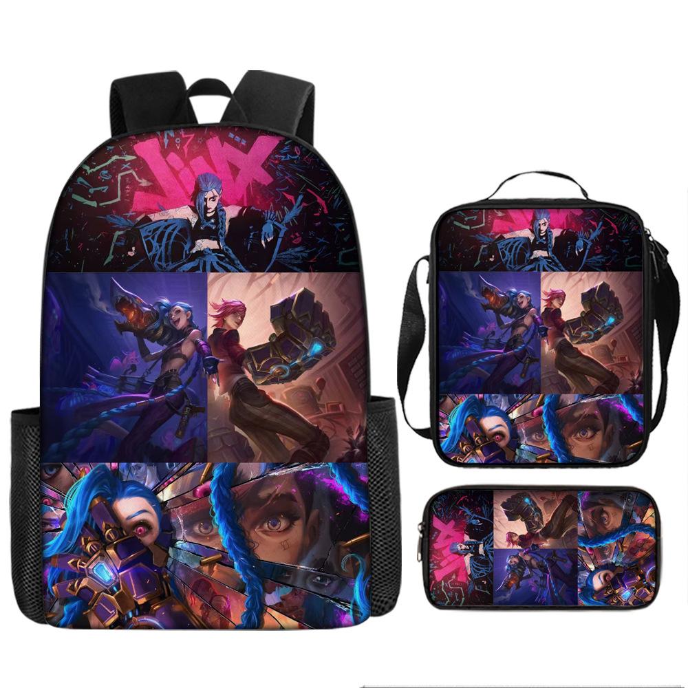 Battle of the Twin Cities Arcane Children's School Bag Pencil Case Backpack Elementary School Cartoon Backpack Three-piece Set