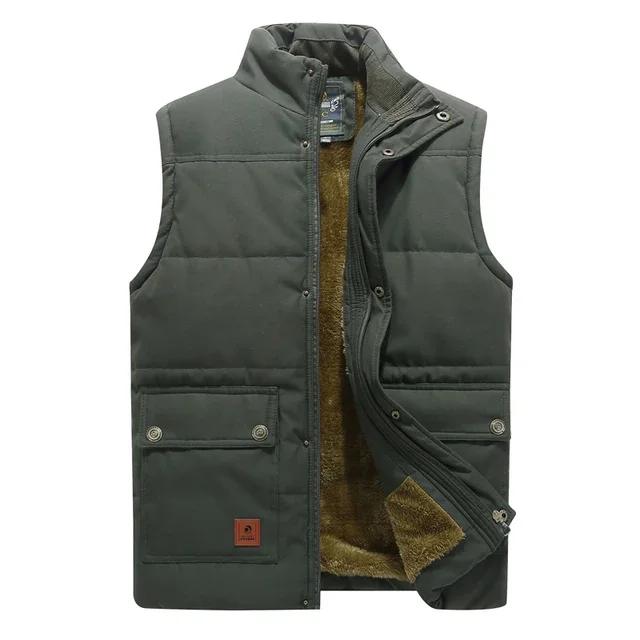 Mens Sleeveless Coat Fashion Plus Size Male Warm Waistcoat Fleece Vest Men Clothing Winter Vest Jackets
