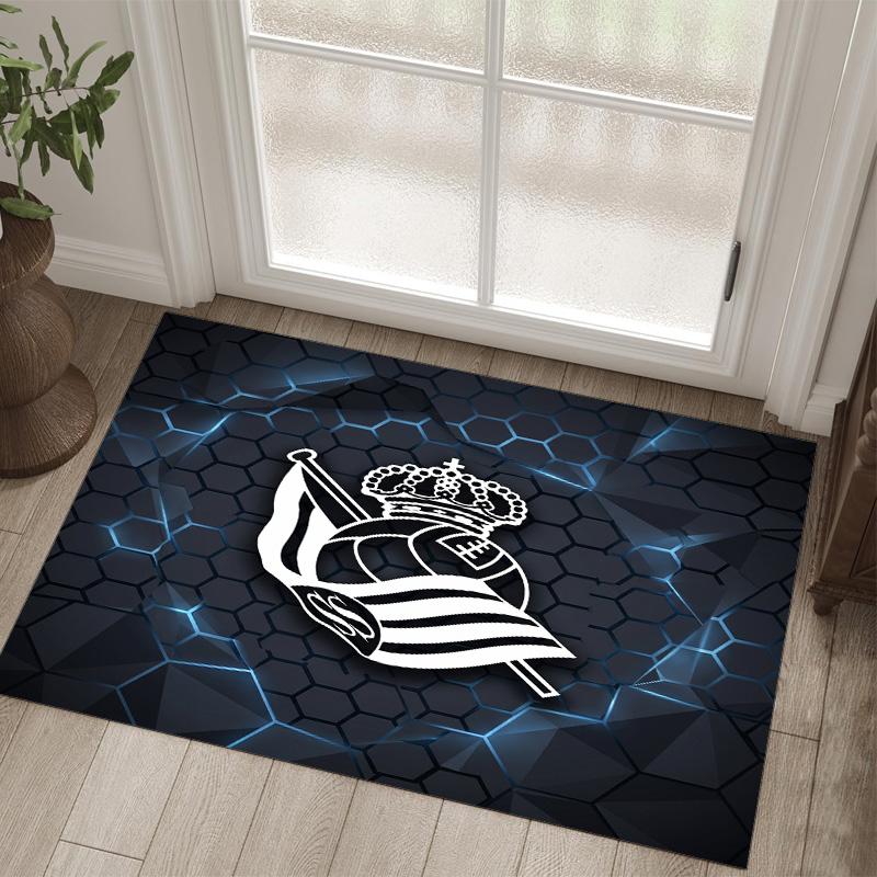 Real Sociedad FC Design Crystal Velvet Carpet Cozy Non?Slip Printed Rug For Bedroom Living Room Entrance