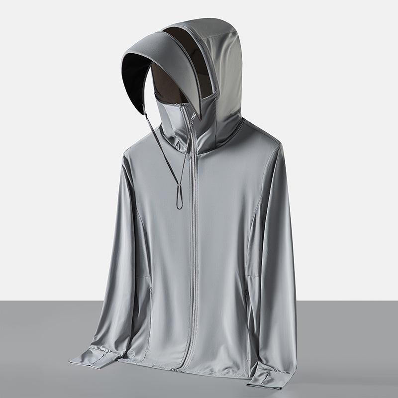 UPF100+ Ice Silk Sun Protection Jacket with Removable Brim - Anti-UV, Cooling, Breathable for Outdoor Use