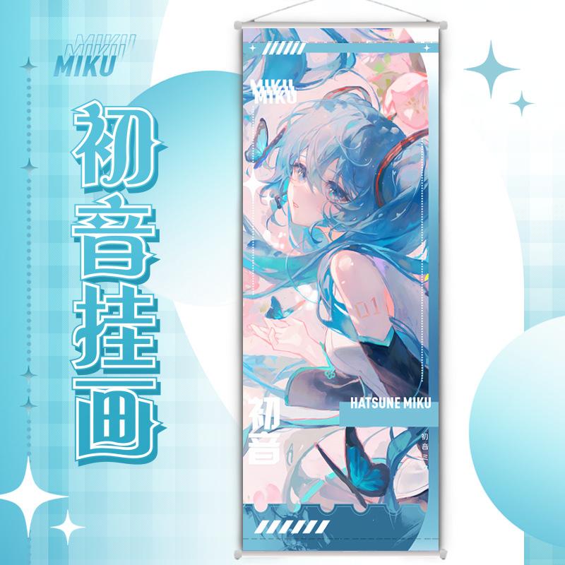 Miku Anime Peripheral Virtual Singer Room Decoration Scroll Canvas Wall Hanging Painting Kawaii Decor Poster Wall Art Gifts