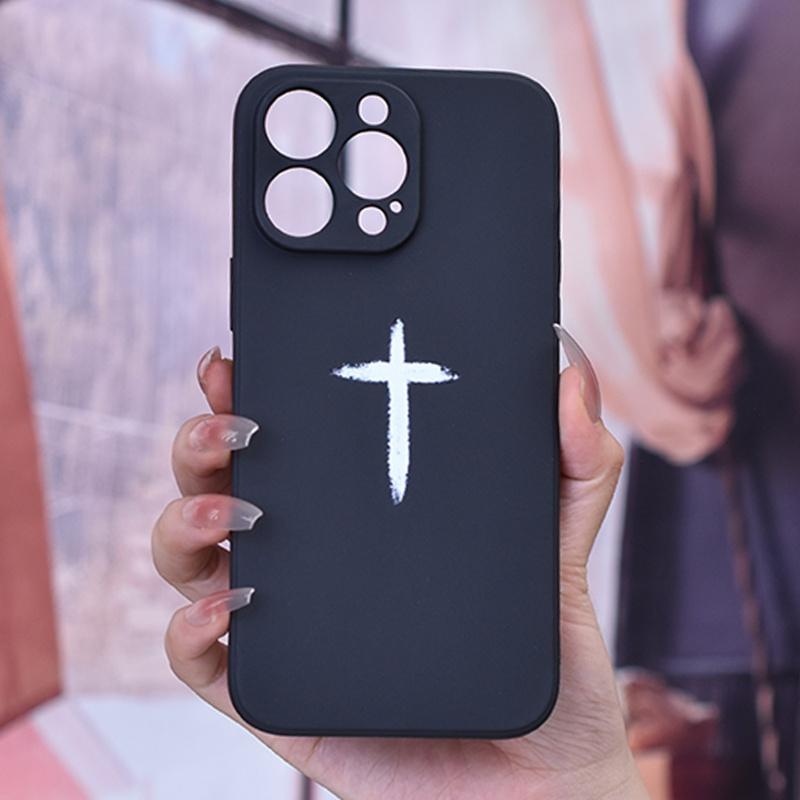 Křížový grafický kryt na telefon pro iPhone 15 14 13 12 11 x XR Xs SE2 SE 8 7 plus pro Max mini silikonový zadní kryt