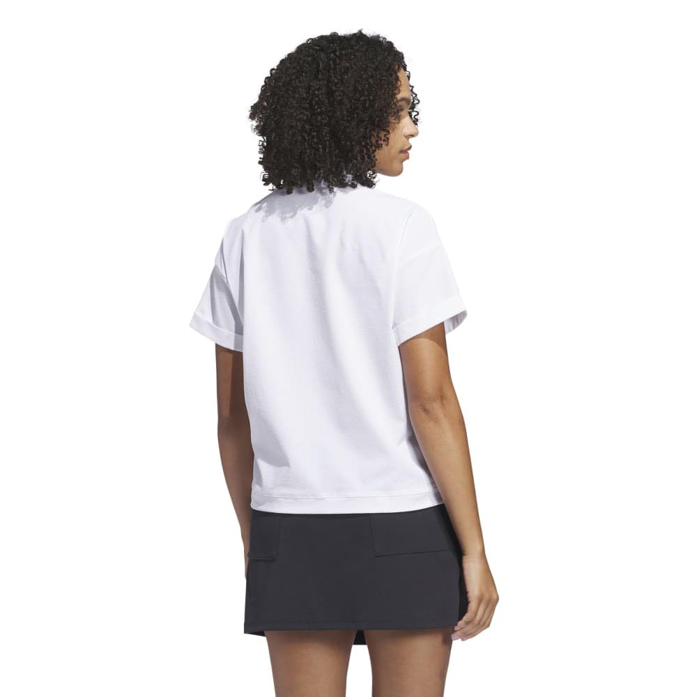 Adidas Golf Beyond the Course Box Silhouette Short Sleeve White Water-Repellent 2-Way Shirt, Women's,