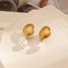 18K Gold Plated Stainless Steel Pearl Earrings - Elegant Ocean Summer Style