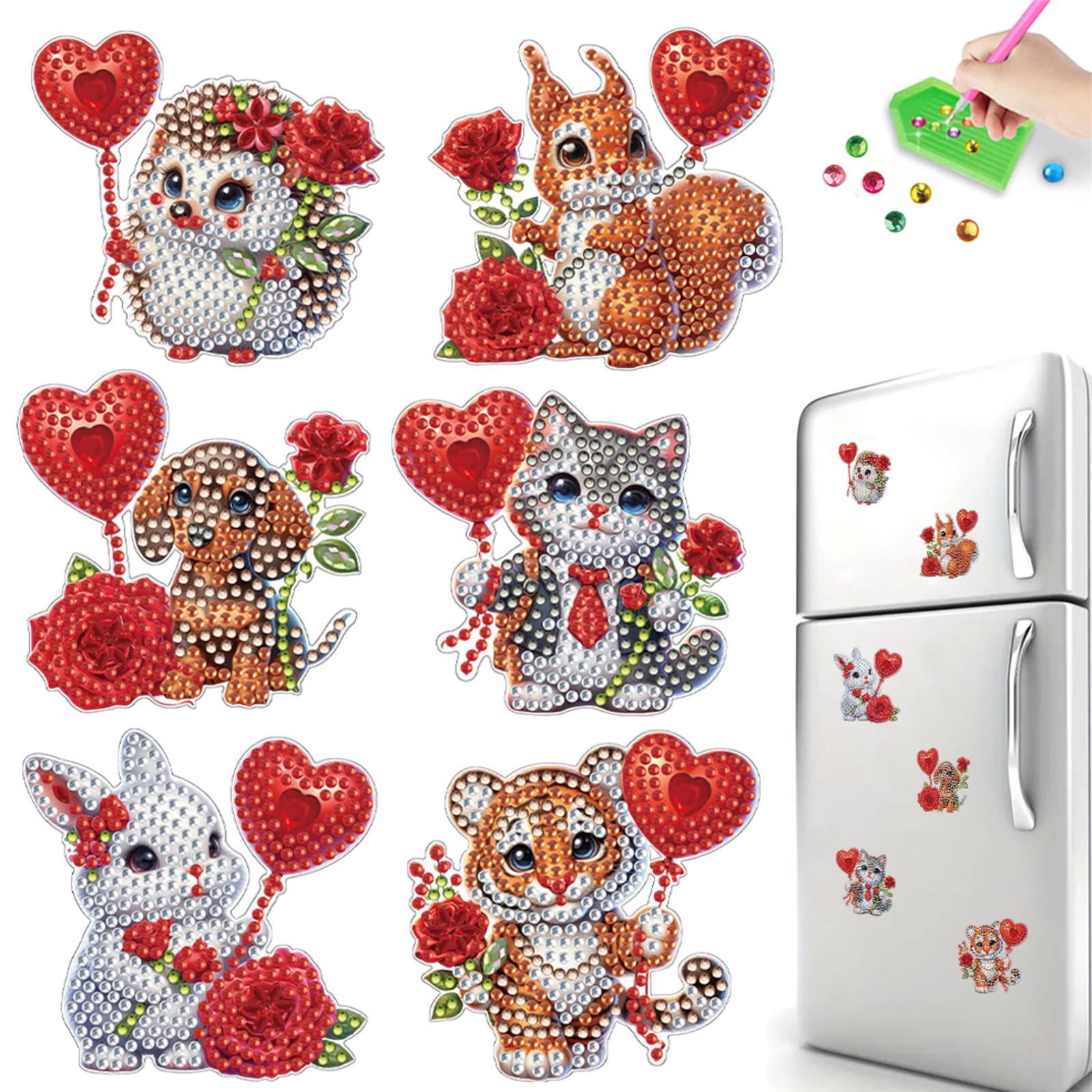 

6Pcs Spring DIY Diamond Painting Fridge Magnets Crystal Sparkling Diamond Magnets Set Diamond Art Refrigerator Magnet