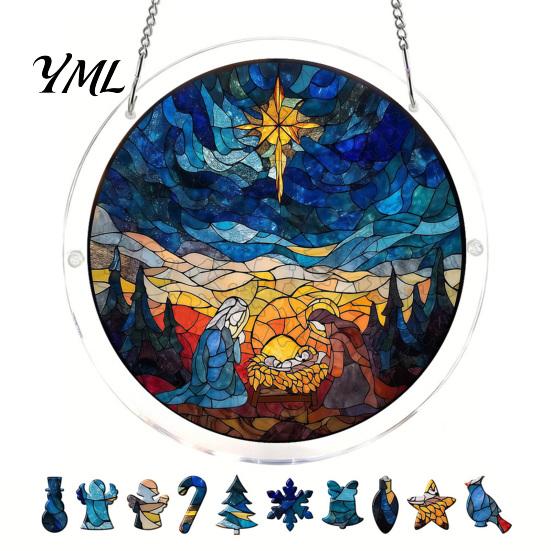 Translucent Puzzle Art Christmas Acrylic Suncatcher, Holiday Tree Snowman Stockings Red Bird Sun Catcher Pet Lover Gift Idea Kit for Adults,