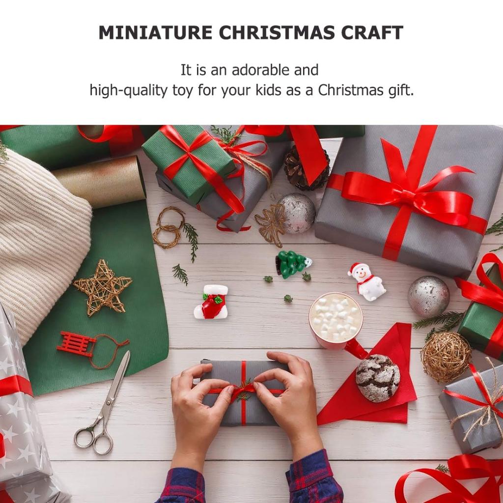 DOITOOL 60 Pieces Miniature Christmas Ornaments, Handmade Resin Figurines, Decorative Tabletop Ornaments for Bonsai, Potted Plants, Gardening Props,