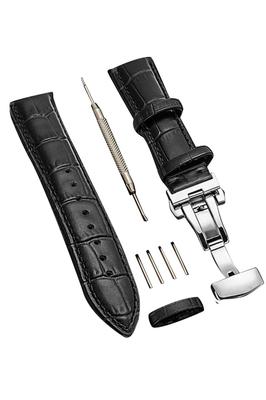 Watch Strap Watch Band 23mm 24mm 22mm 21mm 20mm 19mm 18mm Genuine Leather Watch Band Replacement Strap D Buckle Waterproof Sweatproof Watch Leather