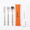 Set de Tenedor Cuchara Cuchillo de Titanio - Pinzas para Camping | Utensilios Ultraligeros para Mochilero, Juego de Cubiertos de Viaje, Equipo de Supervivencia para Senderismo