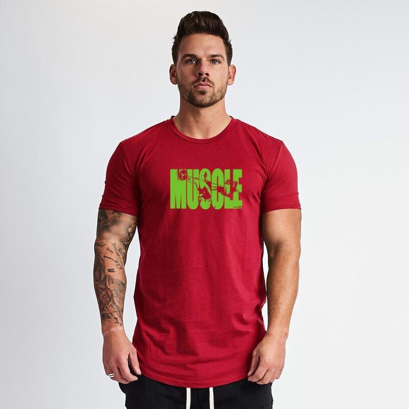 Muscleguys Мужской облегающий летний новый топ с принтом для тренировок на открытом воздухе и бега