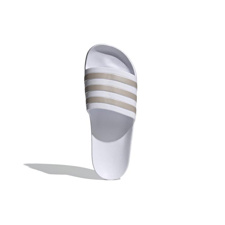 New Adidas Adilette Aqua Slides Cloud White Platinum Metallic EF1730