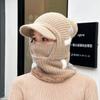 Winter outdoor thermal pullover hat children fleece ear protectors knitted wool hat riding face mask scarf integrated