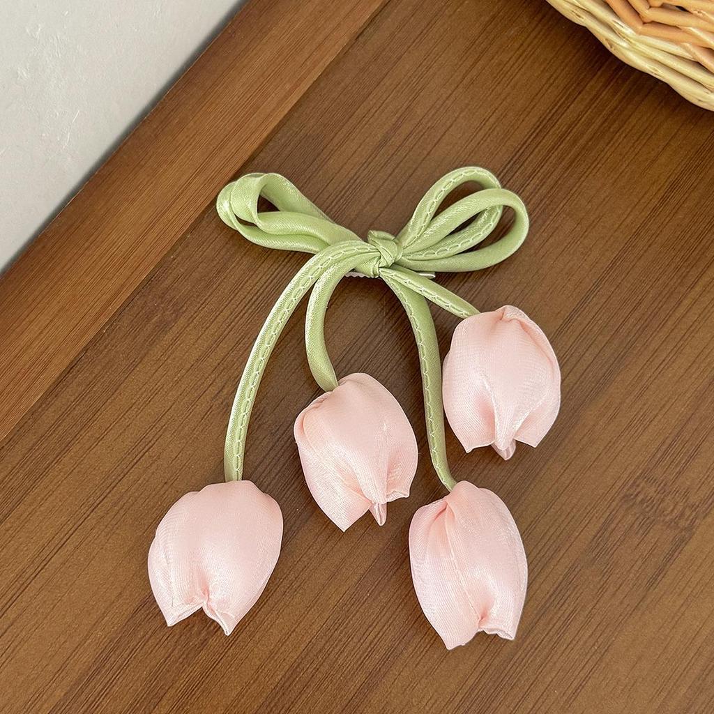 Wunderschöne Chiffon-Tulpen-Haarspangen für Mädchen Hellrosa Elegante florale Haarspangen Neues Produkt Kopfschmuck