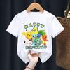 Number 19 Anime Pokemons Tshirts for Boys Girls Pikachu Cartoon Printed Shortsleeved Top Kdis Summer Fashion Cotton Tshirt