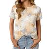 Women's Fashionable Casual Summer Floral Print V-neck Button Short-sleeved Top