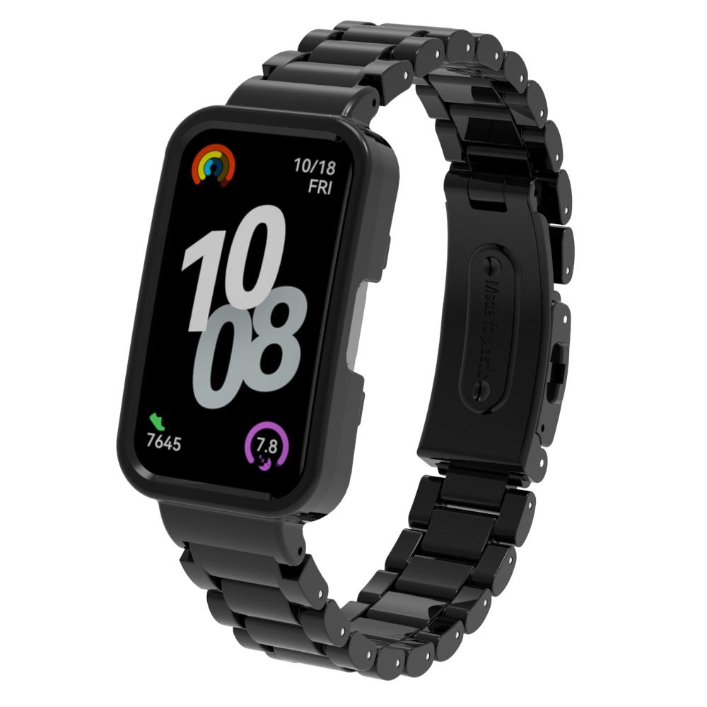 

Watch Band For Huawei Band 10/9/8 Plastic Three-Bead Wrist Strap with Integrated Watch Case Black