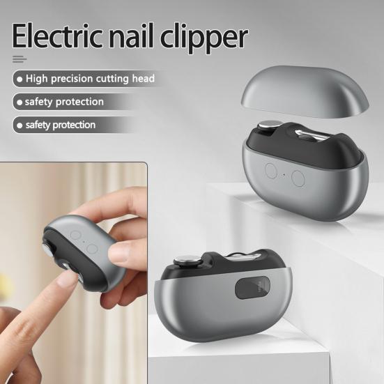 Automatic Electric Nail Clipper 2-In-1 Baby Nail Trimmer with LED Light Kids Adults Seniors Manicure File Fingernail Cutter Polisher Grinder