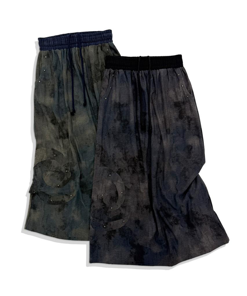 PLASMA SPHERE Tornado Check Studded Sweat Maxi Skirt_2 Colors