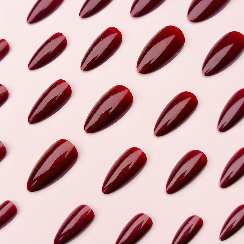 Aurora Wine Red 24-Piece Wearable Nail Tips