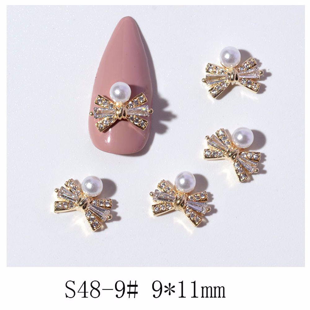 Pearl Crystal Butterfly Nail Jewelry Bow Nail Rhinestones Manicure Tools DIY Nail Art Decorations