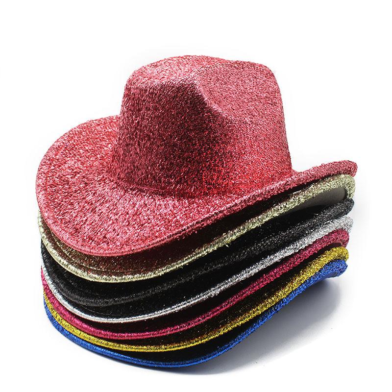 Cappello Western Classico da Cowboy con Pizzo e Filo d'Oro per Artisti da Palco e Appassionati di Feste