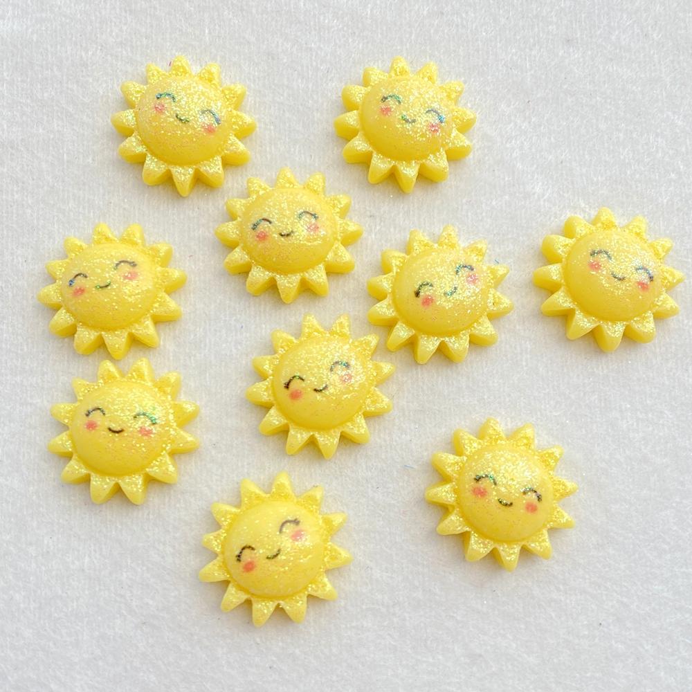 12PCS Resin Cute Cartoon Sunflower Figurines Flat Back Stone DIY Wedding Jewelry Decor Scrapbooks Accessories Crafts