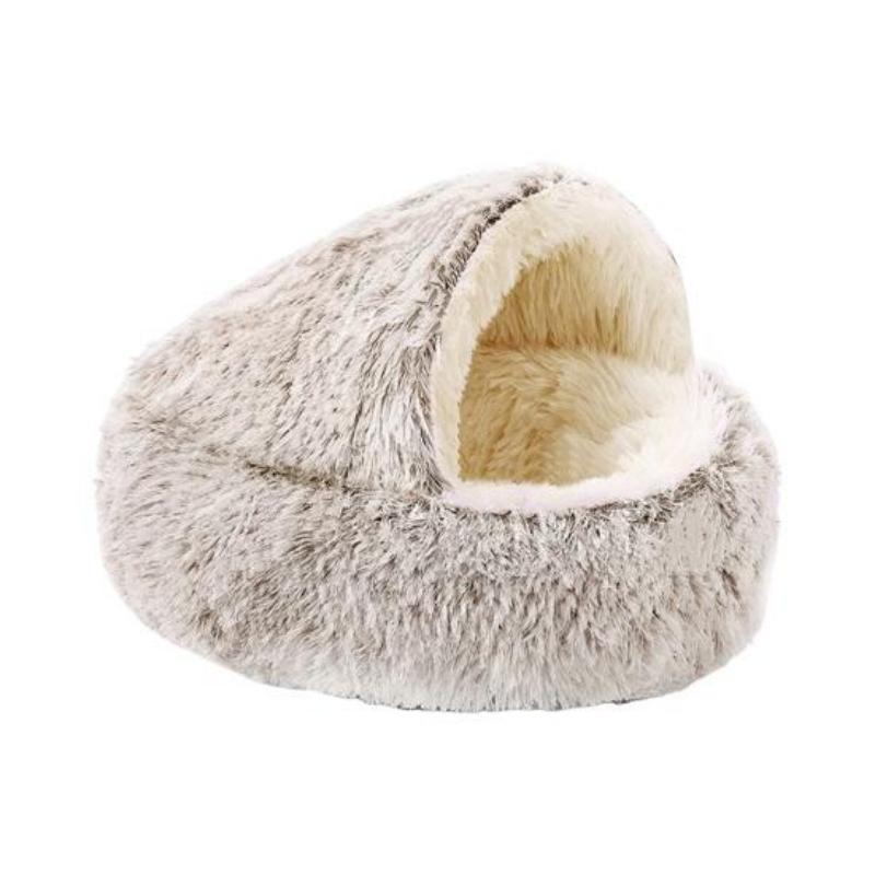 Pet Supplies Semi-enclosed Warm Plush Shell Nest Winter Semi-enclosed Dog Nest Cat Nest Mat Removable and Washable Round Nest Pet Bed