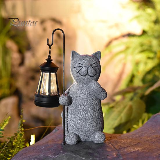 Statuetta Da Giardino Gatto Con Luci Solari LED – Decorazione Da Esterno Per Prato E Cortile
