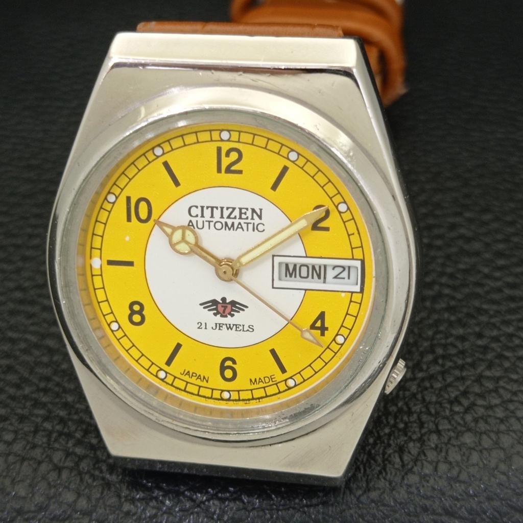 Citizen AUTOMATIC 8200 VINTAGE JAPAN MENS YELLOW COLOR DIAL WATCH A500298-2 R151b-a500298