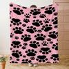 Pink Black Heart Pet Paw Print Throw Blanket Guest Suite Porch Warm Blanket Sunroom Nook Living Room Lounge Bedroom Den Gifts