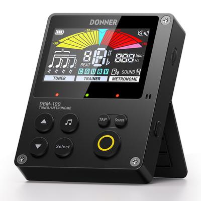 Donner Rechargeable Digital Metronome Tuner with Rhythm Trainer and Reference Tone Generator for and Black 3-in-1 Guitar, Bass, Violin, Ukulele,