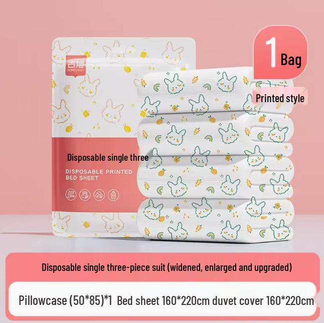 Disposable Four-Piece Bed Set: Bed Sheets, Duvet Covers, Pillowcases, and Quilt Covers - Thick, Anti-Dirty and Portable for Hotels and Travel.