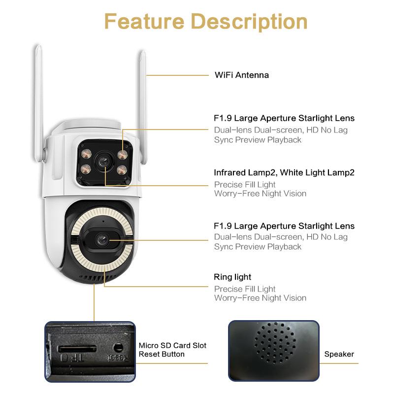 Icsee Dual-Lens 5G WiFi Camera: HD Color Night Vision, Mobile-Powered Remote Outdoor Monitor