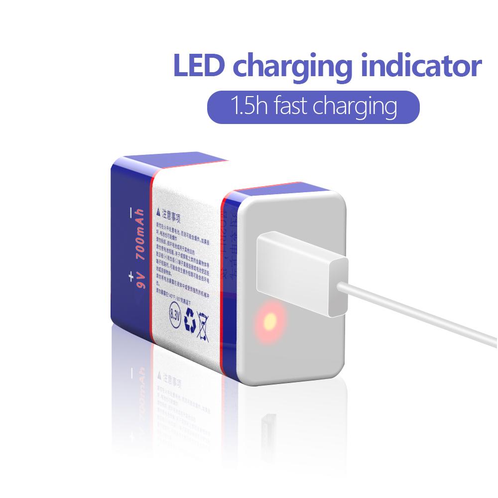 USB-Ladegerät 9 Volt Li-Ionen-Akku 6F22 9 V LiIon Lithium-Batterie für RC-Helikopter-Modell Mikrofon Spielzeug Metalldetektor Batterie