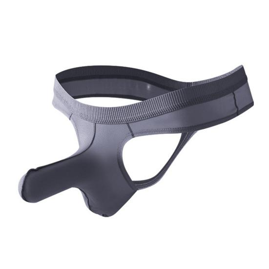 Men Thong Low-rise Elastic Waist Ice Silk Fabric Elephant Nose Design Solid Color Briefs Breathable Underwear