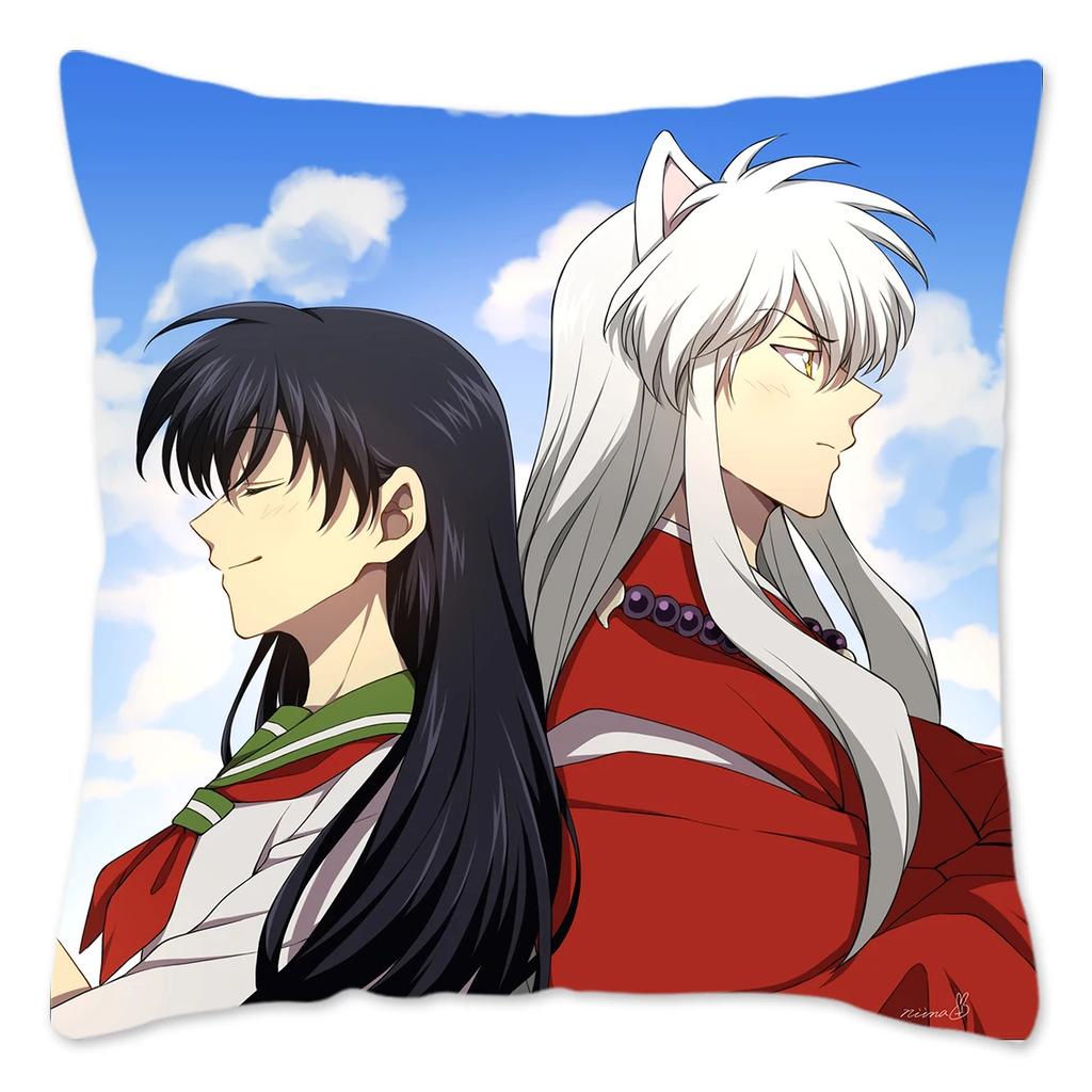 Japanese Anime Inuyasha Pillow Case Home Decoration Polyester Cushion Cover for Sofa Square Pillow Cover Gift for Friends
