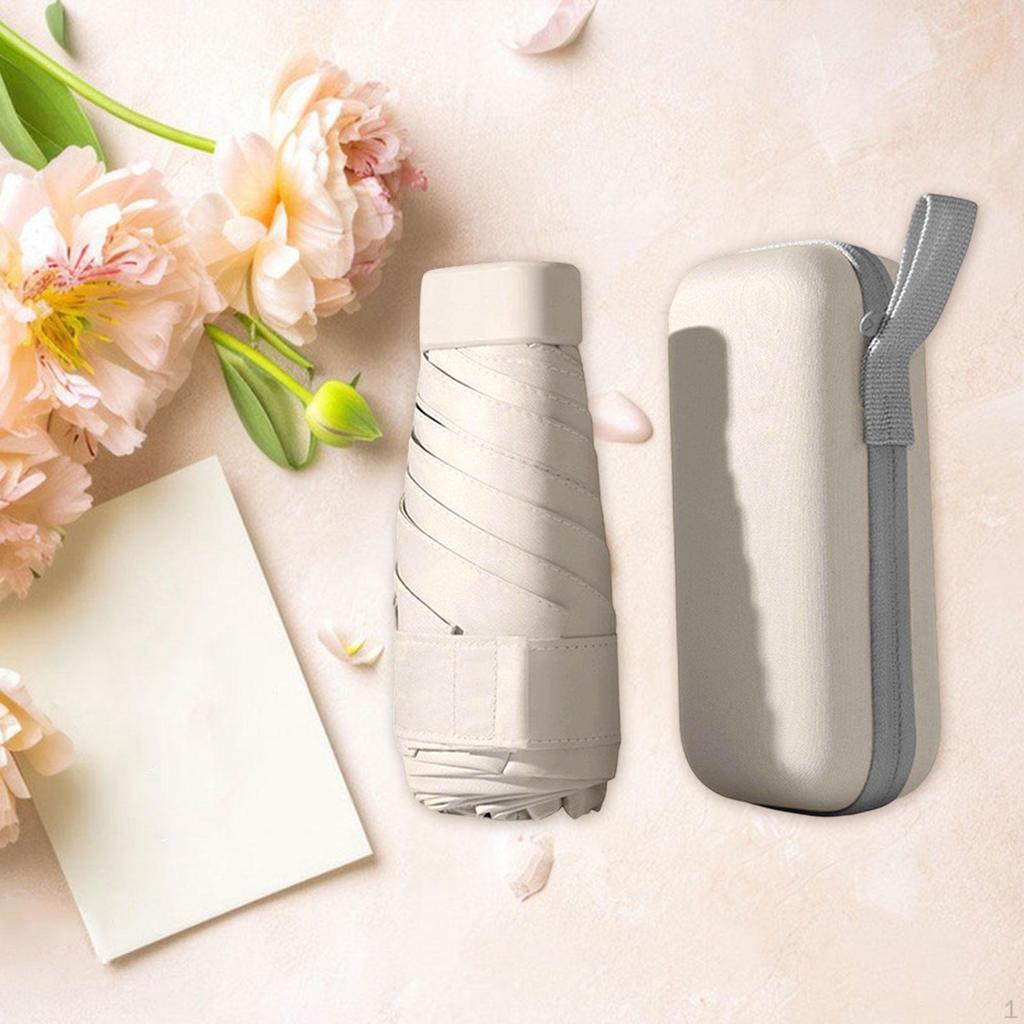 Mini Reiseschirm 6 Speichen Tragbarer Sonnenschirm für Rucksackreisen Outdoor-Aktivitäten