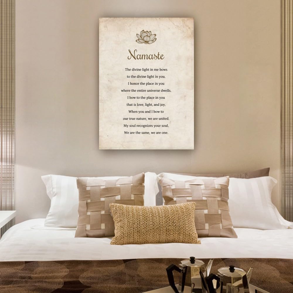 Zhahugge Namaste Wall Art Prints Lotus Flower Wall Art Meditation Poster for Bedroom Modern Home Wall Artwork Deco Decor Picture Painting Canvas