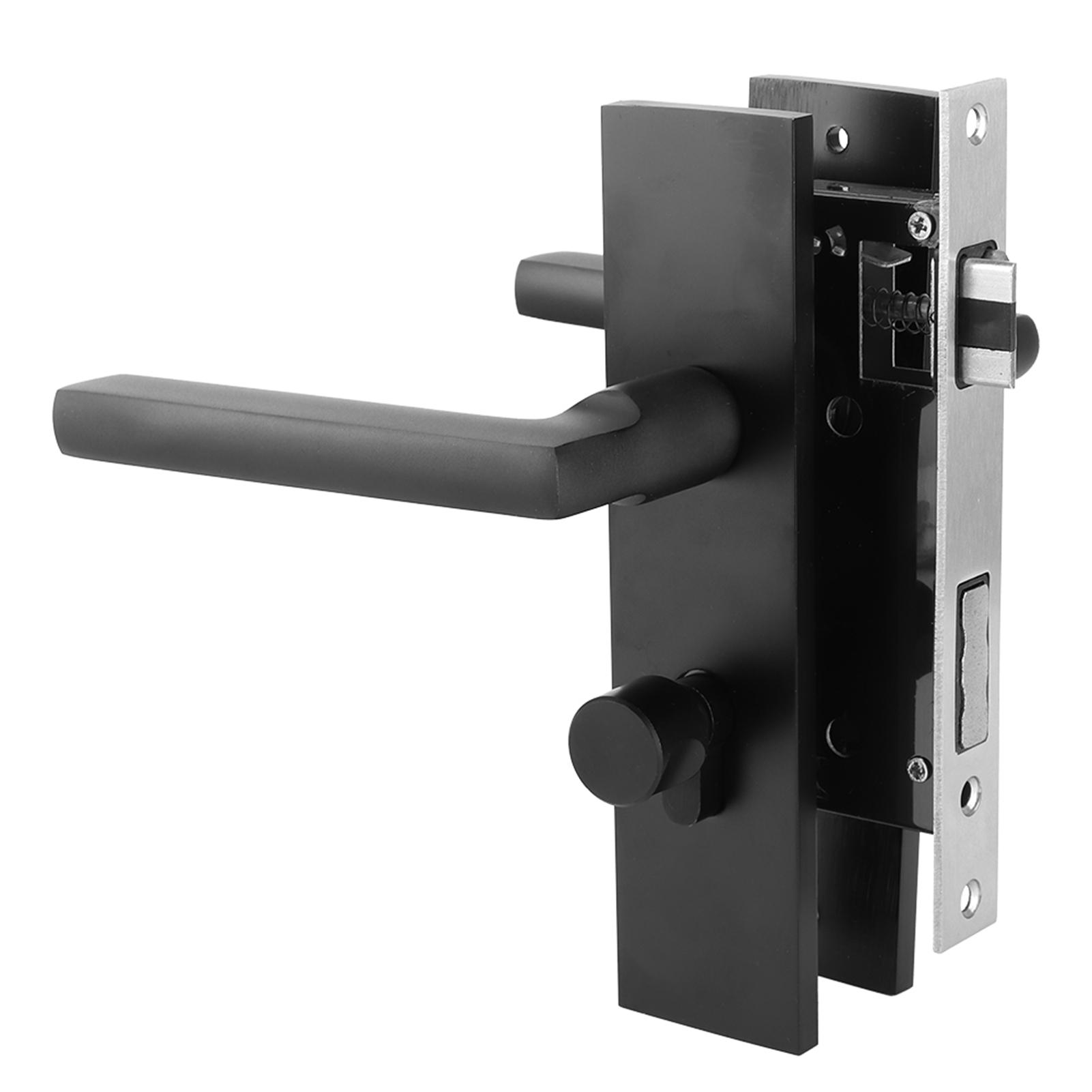 

Space Aluminum Bedroom Door Lock Home Security Bedroom Handle Lock with Keys Screw Black
