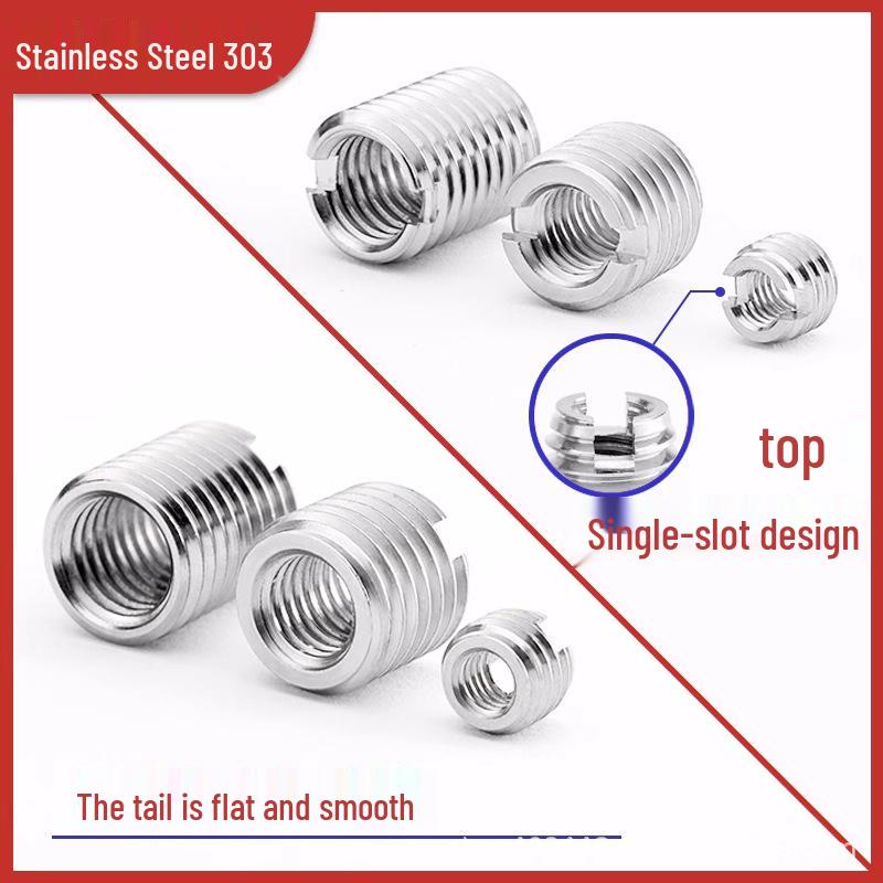 

High-Grade Stainless Steel Self-Tapping Thread Insert with Variable Force and Slot Conversion M3*0.5 to M5*0.8, L6mm