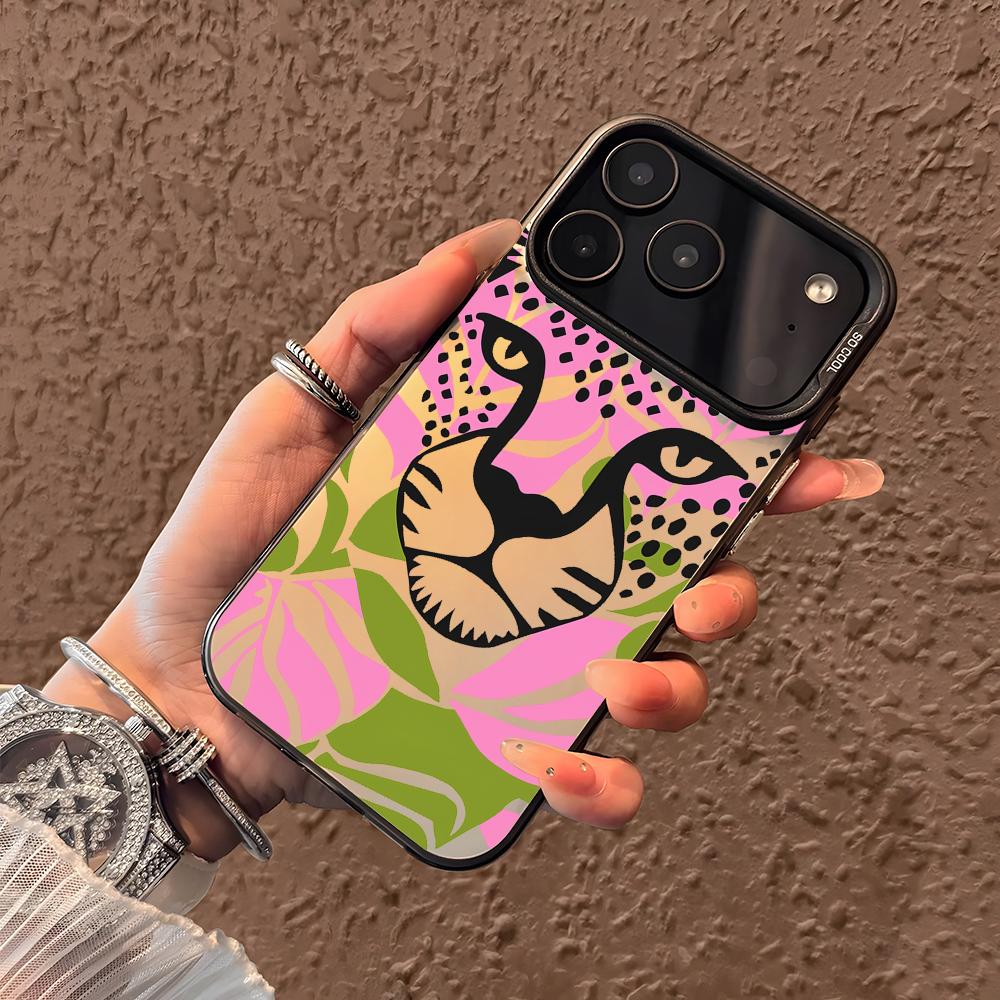 Abstract Leopard Phone Case For iPhone 17 16 15 14 13 12 11 Pro Max Air Matte Laser Aurora Shockproof Funda